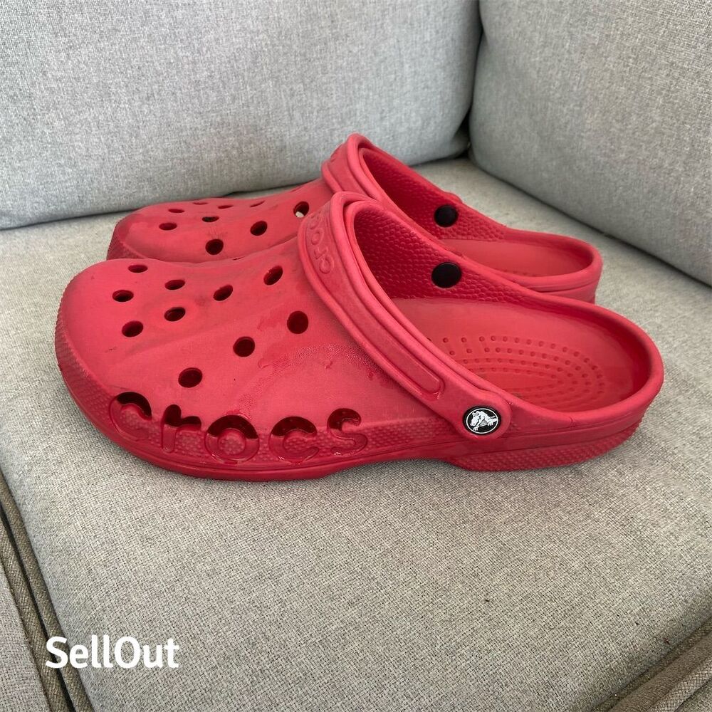 Crocs Baya Clog Red Slip-On Sandals Unisex M10/W12 Casual Summer